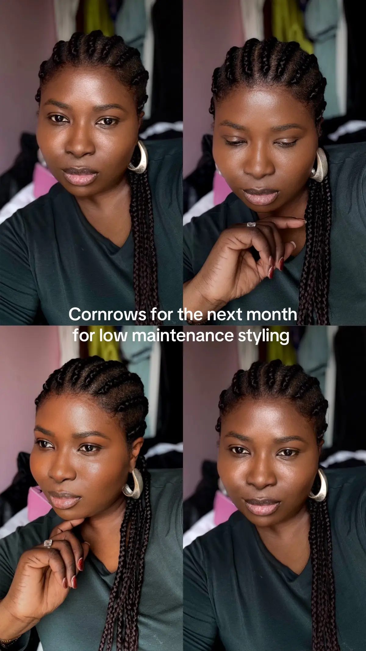 All I’m doing for the next 30 days is let my hair rest in this cornrow hairstyle while I nourish it with butters, water and oils. We’re growing this hair in 2025 okuuuurrrr #4chair #naturalhairtiktok #cornrows #cornrowsbraids 