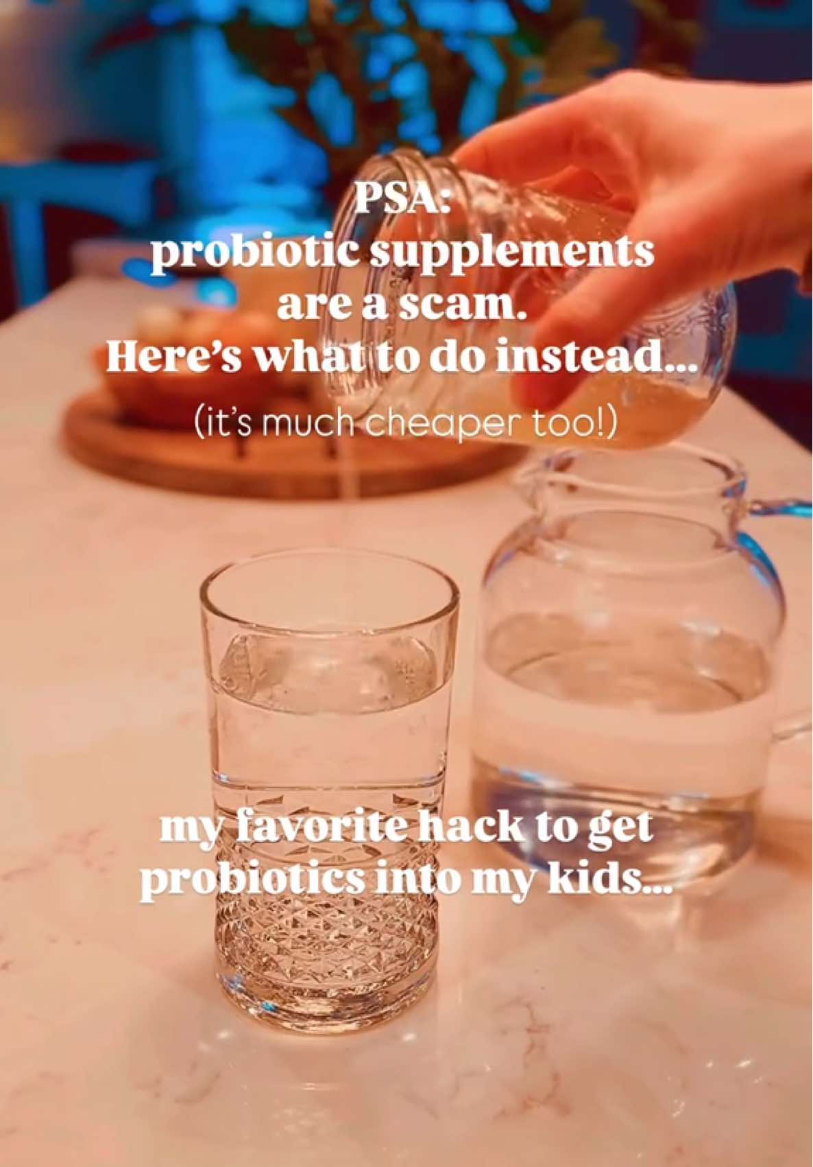 Especially those you can buy at the same store you buy your toilet paper. 😆 It’s an $87B industry that is not regulated. There’s also new research showing that supplemental probiotics can actually interfere with microbiome recovery after antibiotics, rather than facilitate it. The most potent + simple probiotic supplement on the market... ✨just a splash of kraut brine in a glass of water✨ I add a tiny splash (about 1tsp) in my boys water every morning and also add it to the stainless water bottles they take to school. They can’t taste it, and it costs less than a penny. This SINGLE splash will have BILLIONS of lactobacillus.  Yet “practitioner grade” probiotics that are upwards of $60+ have an average of 600 billion lactobacillus in the ENTIRE BOTTLE…and those “live and active cultures” are probably dead before they hit your stomach. 🫠 Consuming properly fermented foods (kraut, kimchi, carrots, pickles, kefir, etc) is also something we do regularly. And if you can’t get past the taste, I’d say coconut kefir water is an excellent option. Simple Sauerkraut Method 1. Prep: Ensure all tools and jars are clean. Core and chop the cabbage to your desired thickness, saving some large leaves. 2. Salt & Rest: Layer chopped cabbage with sea salt in a large bowl. Cover with the saved leaves and a towel, letting it sit for 4-5 hours. 3. Massage & Pack: Remove the cover, massage the cabbage for 5 minutes, then pack it into clean Mason jars with its juices. 4. Brine: Mix 1 cup water with 1 tbsp sea salt and pour over the cabbage until fully submerged. Use a large cabbage leaf to keep everything under the liquid. 5. Ferment: Seal with an airtight lid and let sit on the counter for 3-4 weeks, burping daily the first 7 days. 6. Store & Enjoy: Once fermented, refrigerate and use on salads, wraps, sandwiches, or eat by itself! 7. Drink the brine or save it for your next lacto-ferment! 🥬💚 8. Stop spending your $$ on 💩 supplements that just give you expensive pee. 😘  #healthyfood #probiotics #guthealth #guthealing #fermentedfoods #hacks #fyp #healthy #healthyrecipes #healthyliving #momtok #fermented #fermentation #foodtiktok #KitchenHacks #foodhacks #immunesystem #microbiome 