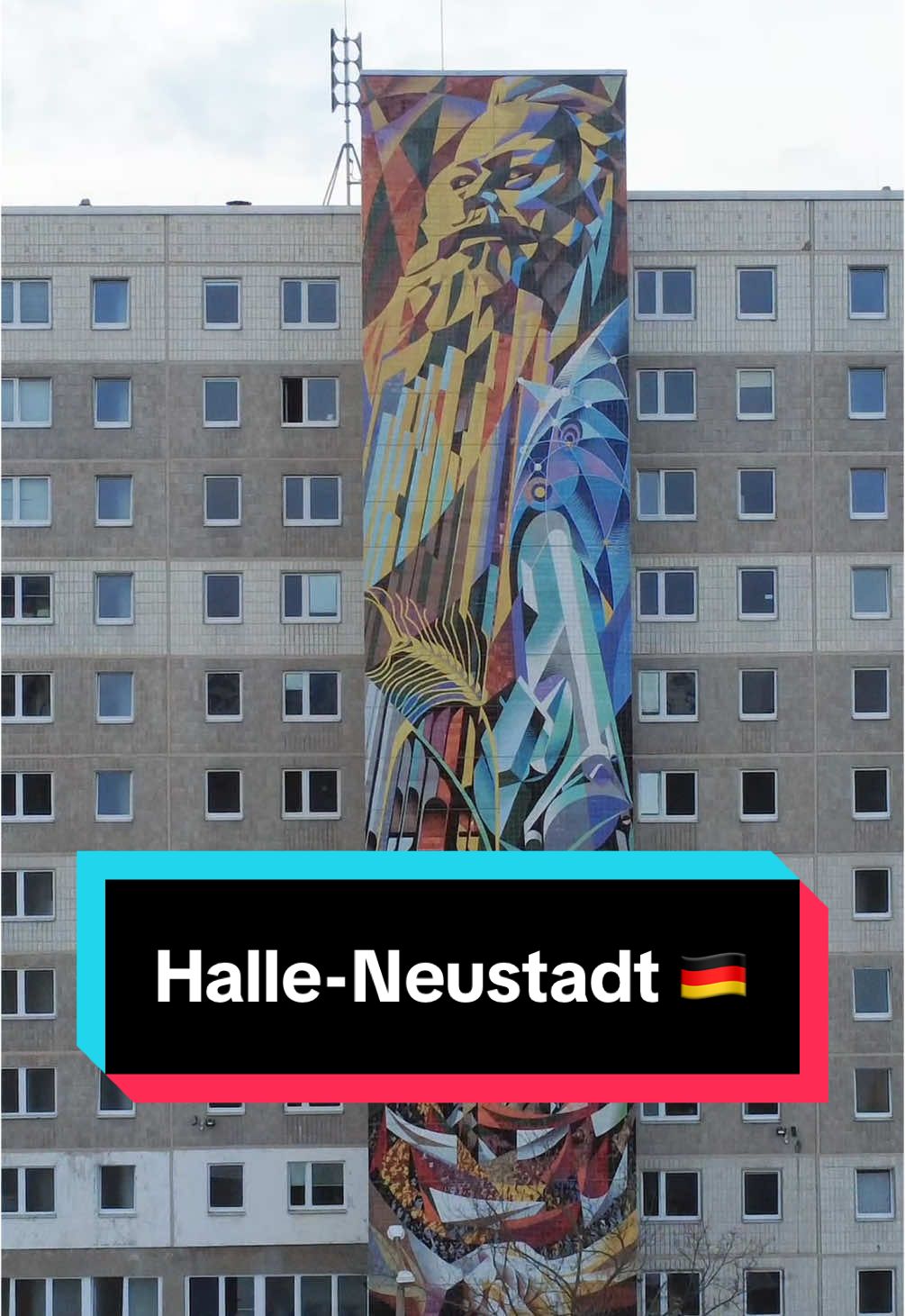 🇩🇪 Germany - Halle-Neustadt! Some more socialist architecture of one of the largest apartment block neighborhoods in the former GDR (DDR). The large mosaics featuring Karl Marx are my fav! Enjoy the large panel system buildings of Halle-Neustadt! #fyp #traveltiktok #architecture #brutalism #ddr 