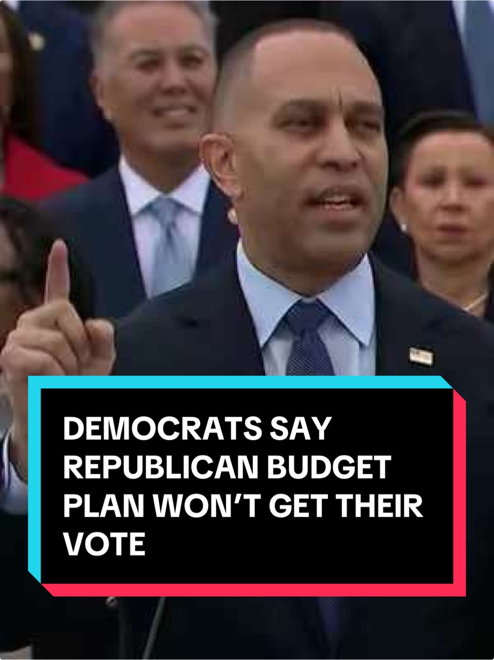 Jeffries Says Budget Plan That Impacts Medicaid Won’t Get Democratic Votes House Minority Leader Hakeem Jeffries said on Tuesday that the Republican budget plan the Speaker Mike Johnson is trying to push “will not get a single Democratic vote.” #news #newsweek #Congress #politics #Democrat