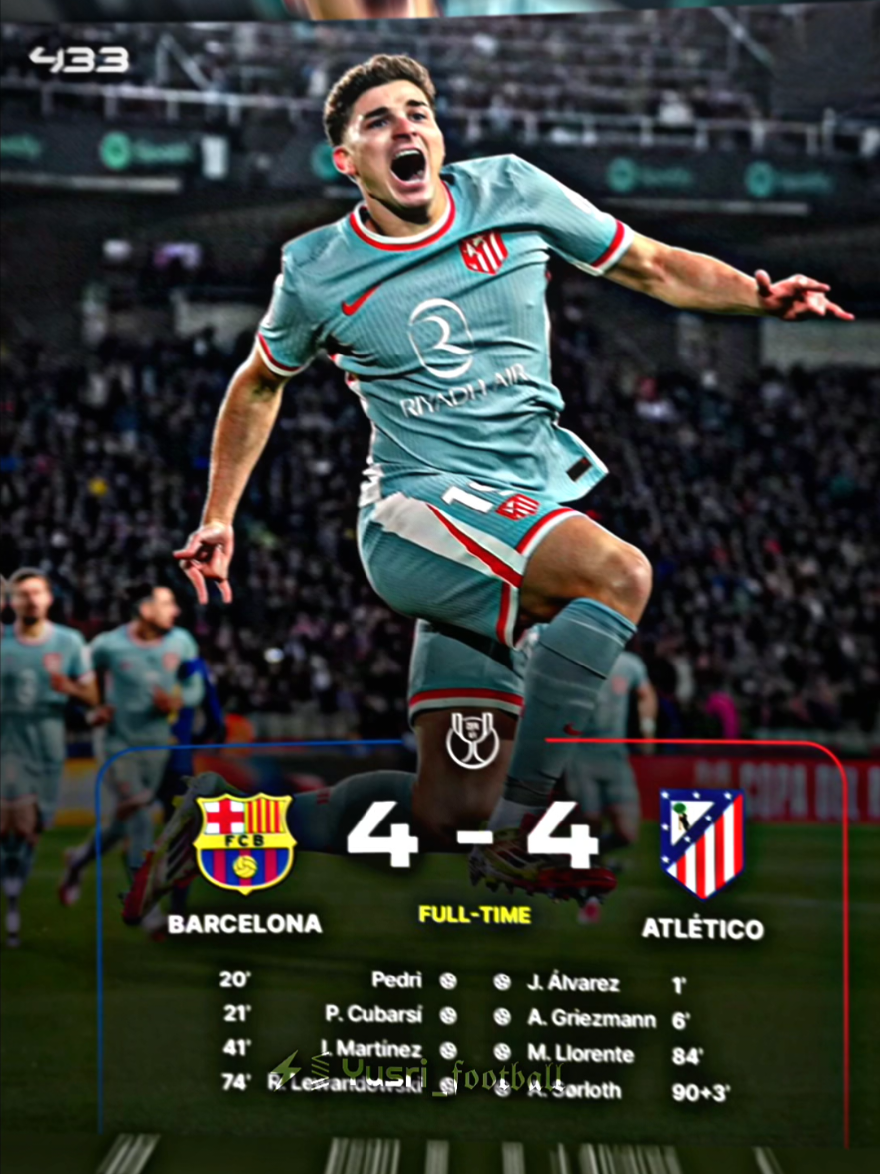 Barcelona vs Atletico Madrid (4-4),gak jadi menang Wak 🗿🙏#football #barcelona #copadelrey #fyp #fyppppppppppppppppppppppp #xyzbca #copadelrey 