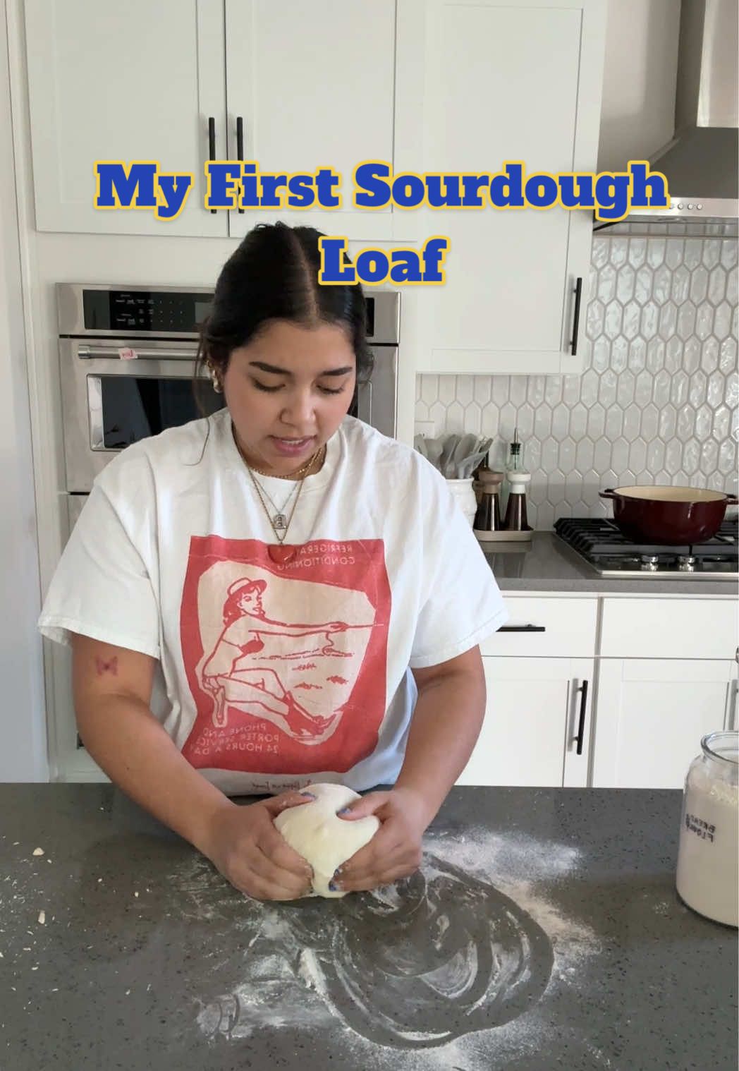 Finally baking Lucy! My first sourdough loaf <3  #sourdough #sourdoughbreaz #sourdoughstarter #sourdoughrecipe #breadtok #howtosourdoughstarter #howtosourdough