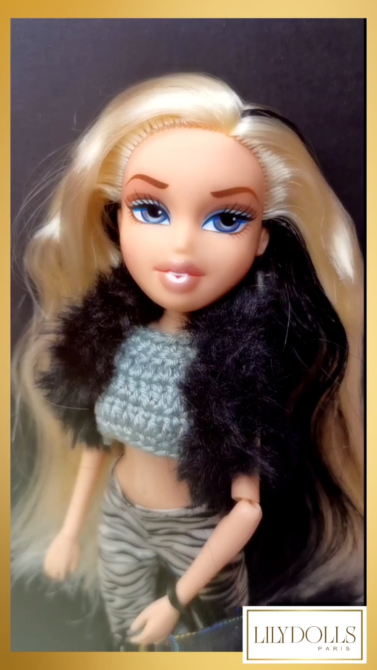Did you try Rainbow High Junior boots on Bratz? This is a tall Cloe from 2012 from the My Passion line. I do love her articulations however she can't share many other Bratz clothes. Do you have that doll too? Follow for more MGA doll line swaps...#outfitoftheday #bratz #crocheter #dollcollector #MGA @MGA Entertainment 