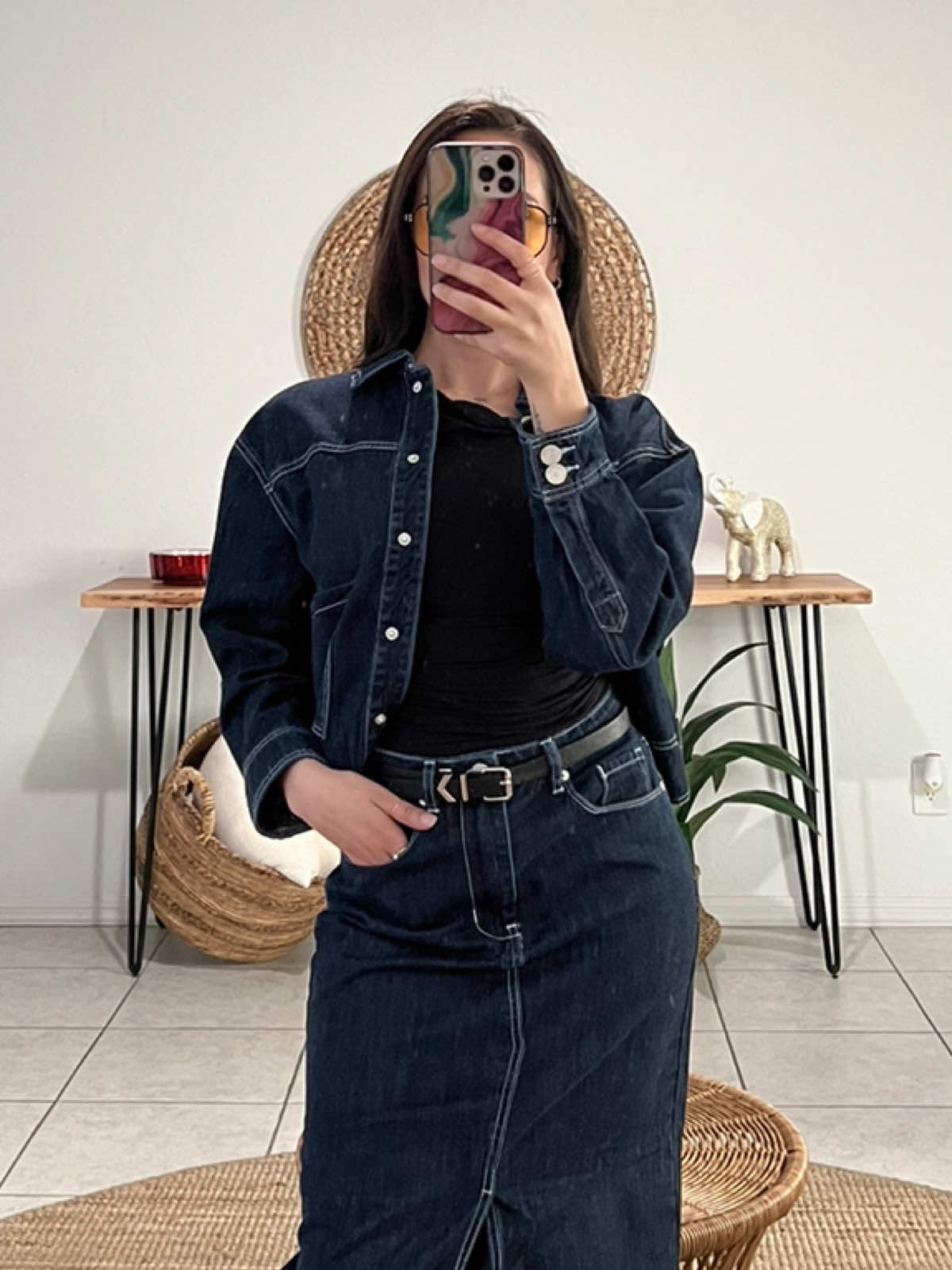 In love with this denim set ❤️ #outfit #denimondenim #outfitinspo #fyp #denimskirt #creatorsearchinsights #ltk 