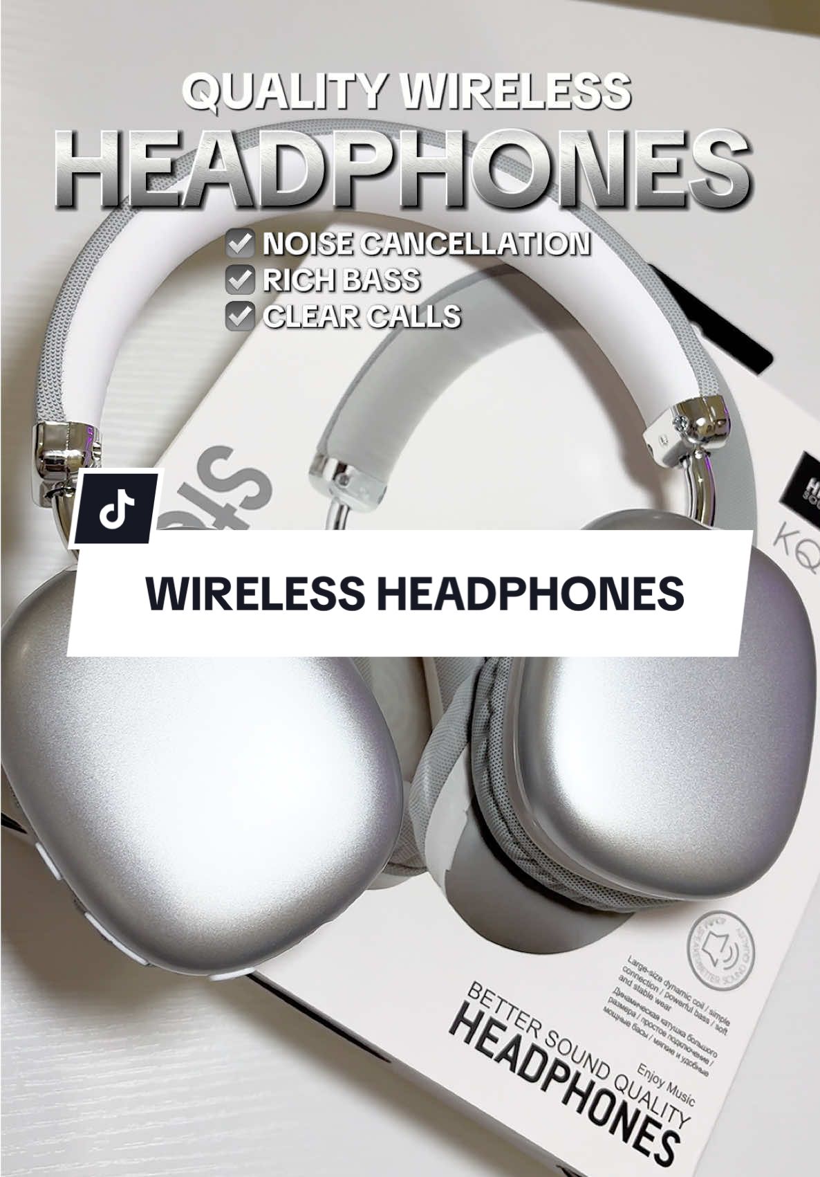 QUALITY WIRELESS HEADPHONES!  ☑️ NOISE CANCELLATIONS  ☑️ RICH BASS ☑️ CLEAR CALLS PERFECT FOR TRAVEL, WORK & GAMING 💯 #headphones #travel #gaming #work #fyp 