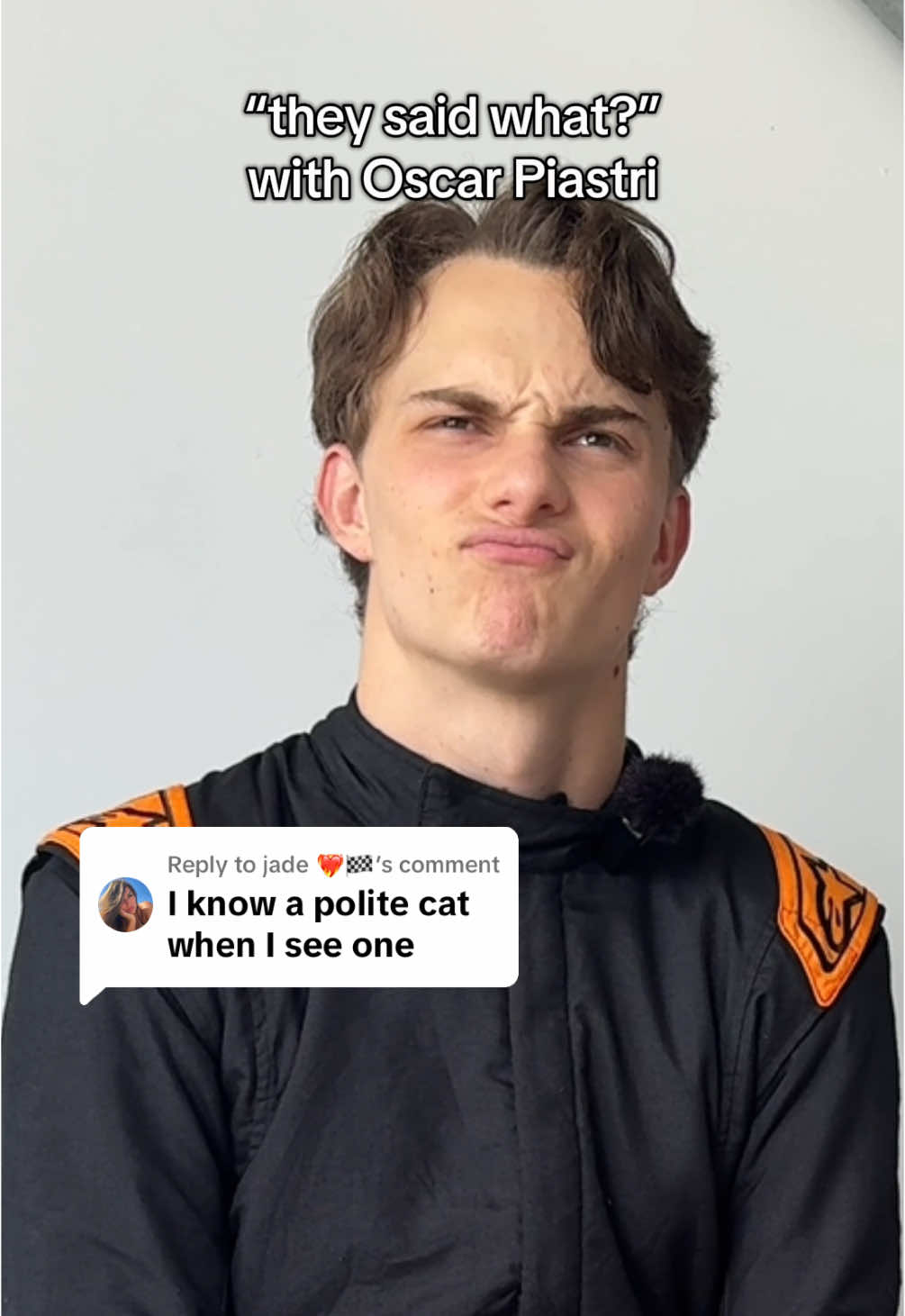 Replying to @jade ❤️‍🔥🏁 a polite cat aka @Oscar Piastri sits down for a round of “they said what?” #oscarpiastri #theysaidwhat #guessthequote #grilldburgers 