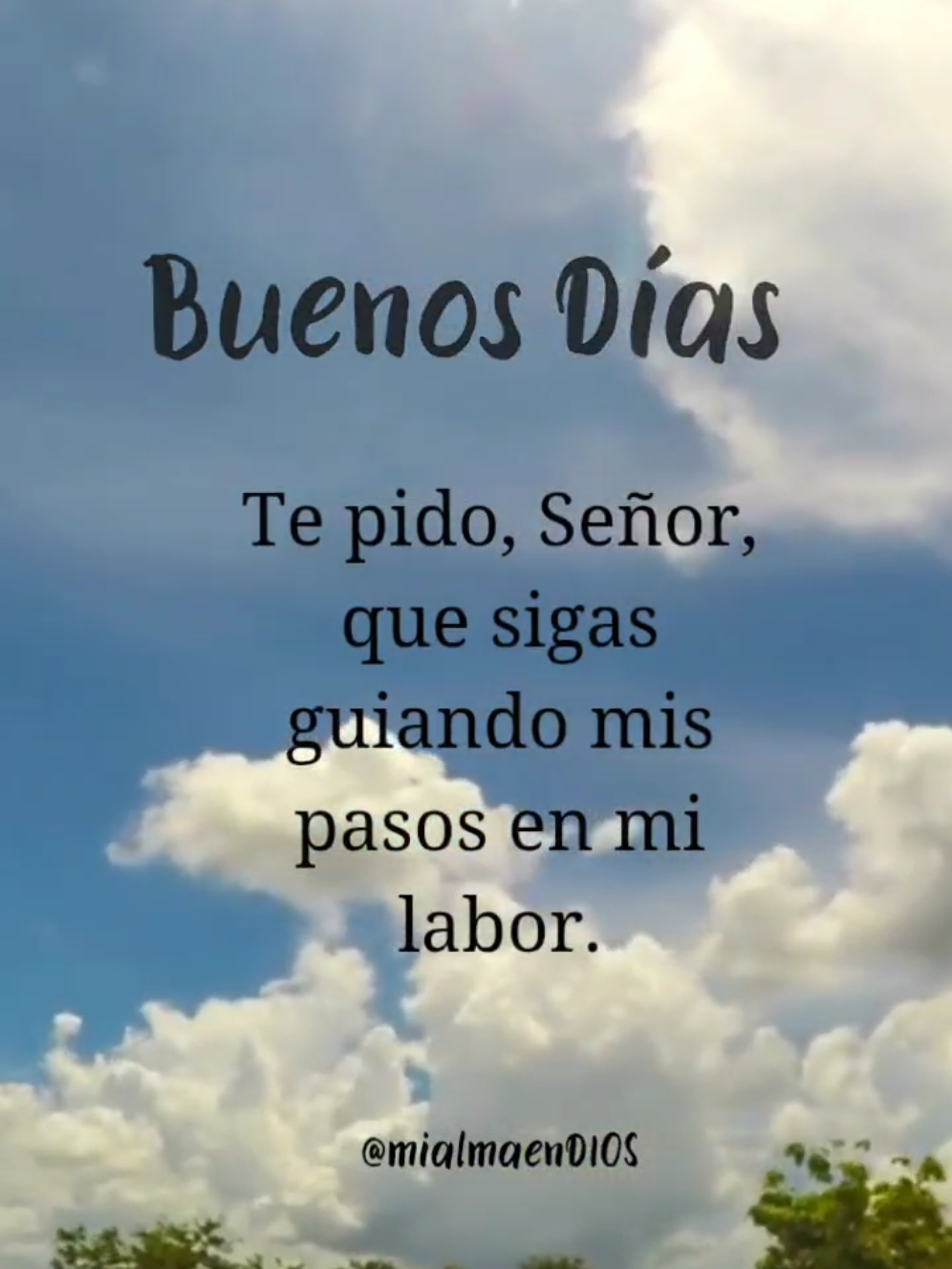 Buenos Dias Te pido, Señor, que sigas guiando mis pasos en mi labor. Ayúdame a trabajar con dedicación, paciencia y amor, siempre con la certeza de que todo lo que hago puede ser para tu gloria. Que mi esfuerzo sea un reflejo de tu bondad y que mi actitud inspire a quienes me rodean. Gracias por cada oportunidad que me brindas y por ser mi refugio en todo momento. En tus manos pongo mi trabajo, mi vida y mis sueños.  Amén 🙏❤️ #Dios #amen #alabanzas #mensajescristianos #LIVEHighlights #LIVEIncentiveProgram #PaidPartnership 