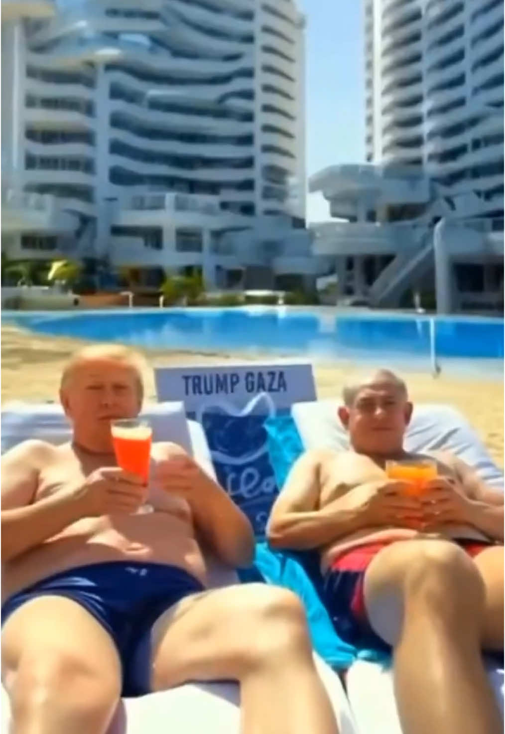 Donald Trump shared a bizarre AI video depicting a future vision of Gaza as a beach resort. The video posted to his Truth Social account on Tuesday (25 February) appeared to be fan-made and featured images of Israeli Prime Minister Benjamin Netanyahu lounging on a beach next to the president, with the words “Trump Gaza” inscribed between the two. #trump #gaza #ai