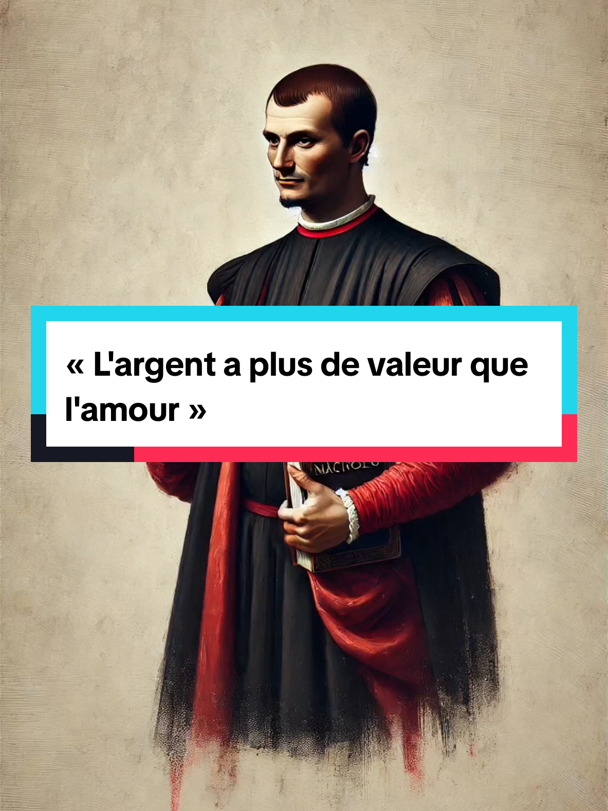 L'argent a plus de valeur que l'amour, Machiavel l'a dit. L'amour promet, l'argent prouve. Regarde autour de toi. Les plus grands hommes de l'histoire ont-ils bâti des empires par amour ou par pouvoir et richesse ? L'amour peut disparaître du jour au lendemain, mais l'argent, lui, te garantit le respect, l'influence et le contrôle. Celui qui choisit l'amour finit souvent brisé. Celui qui choisit l'argent façonne son propre destin. Au fil de l'histoire, les choix entre l'amour et l'argent ont façonné des destins.