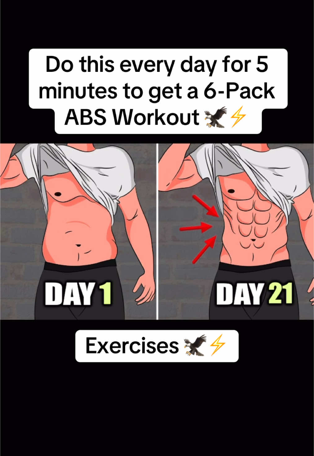 Do this every day for 5 minutes to get a 6-Pack ABS Workout 🦅⚡️ #absworkout #Abs #sixpack #sixpackabs #WorkoutRoutines #Fitness #6pack 