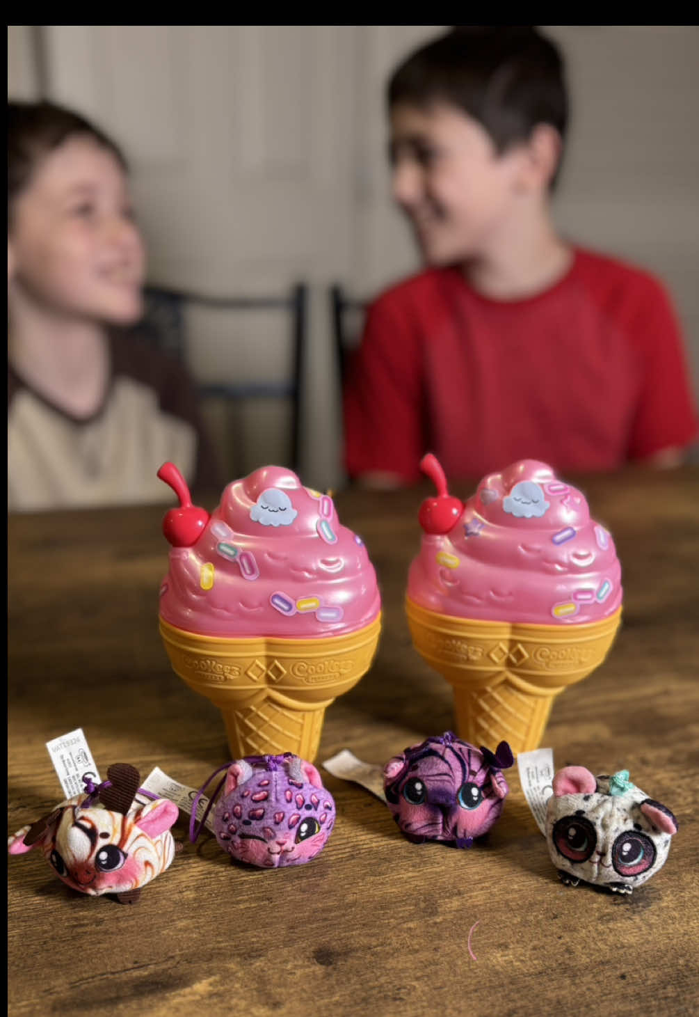 gifted by Moose Toys  We had so much fun revealing these over school break, but imagine finding one in your Easter basket! 🍨🐣 The sweetest surprise ever and such a unique experience in revealing the stuffies.  What are they? 👇🏼 Cookeez Makery Yum Yumz by @MooseToys brings double the fun with two scented plush pets hidden inside an ice cream cone. Just add the ingredients, twist the cherry key, and reveal your cuddly surprises. With over 30 to collect, including rare finds, each unboxing is a sweet adventure. Find them on Amazon and Walmart! #cookeezmakery #cookeezmakeryyumyumz #gifted_by_moosetoys #mysteryplush #easterbasketideas 