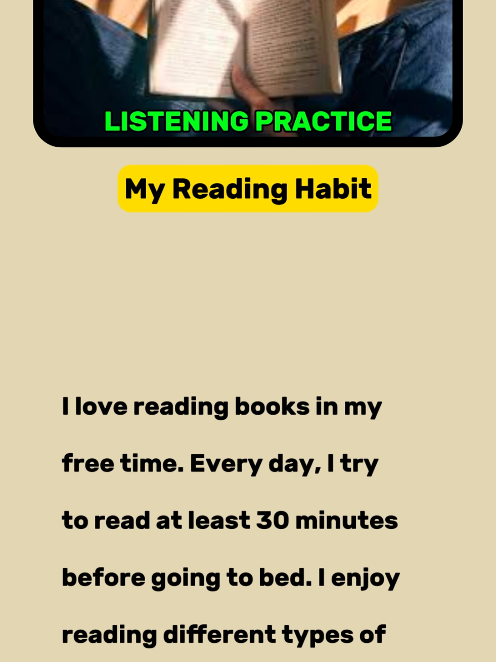 My Reading Habit. #learnenglish #improveyourenglish #speakenglish #practiceenglish #english #listeningpractice 