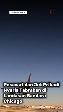 Pesawat dan Jet Pribadi Nyaris Tabrakan di  Landasan Bandara  Chicago . . . #fyp #fyppppppppppppppppppppppp #pesawat #amerika #chikago#chicago 