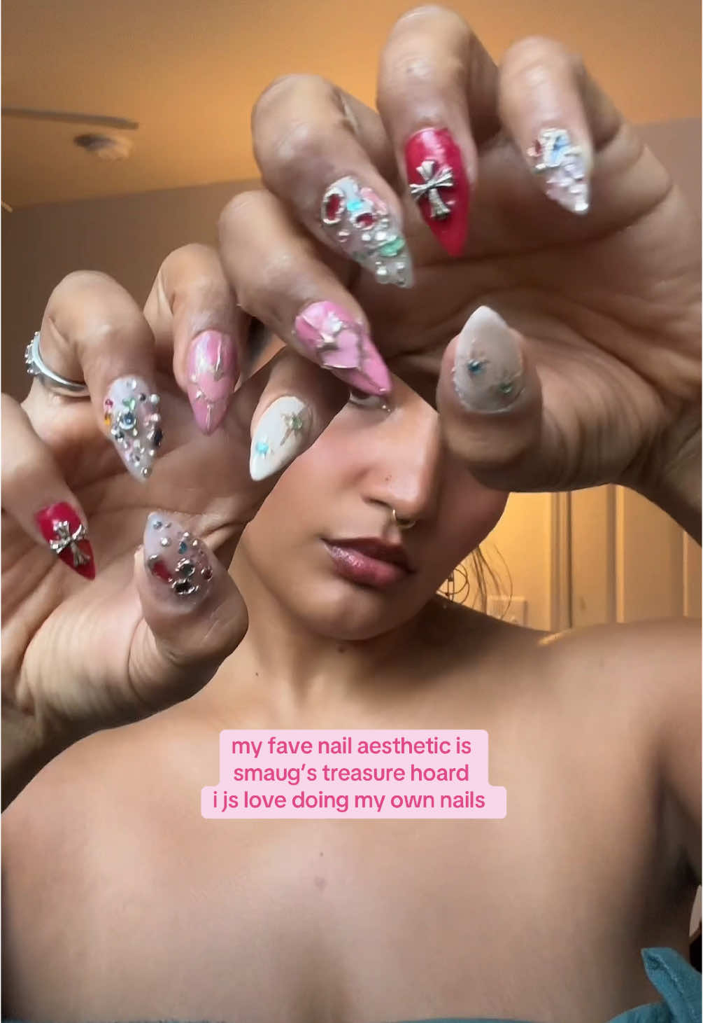 shoutout to whoever was my pinterest inspo #nails #gelx #junknails #maximalism 