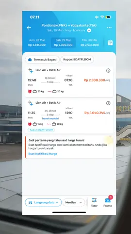 Menyala Wiii Tiket 🛫Pontianak -Yogyakarta  . . . . . . . #mudik #mudiklebaran #mudik2025#pyfツviral_❤ #masukberandafyp #fyppppppppppppppppppppppp #pontianak #yogyakarta #tiketpesawat 