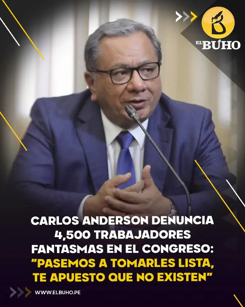 El congresista Carlos Anderson denunció la existencia de 4,500 trabajadores fantasmas en el Congreso y propuso tomar lista para evidenciarlo. Además, criticó la falta de control y cuestionó la restricción que impide a los trabajadores salir del Congreso sin autorización, pese a que deben hacerlo para cumplir funciones.#noticias 