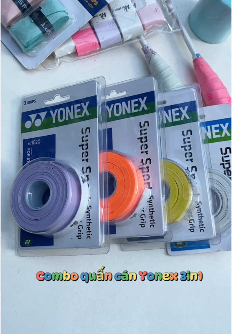 Combo quấn cán Yonex 3in1,dày 1m2, dày 0.7mm bám tay, thấm huta tốt #quancanyonex3in1 #quancanyonex #yonex3in1 #quancan3in1 #yonex #quancannoidiatrung #quancanvotcaulong #votcaulong #cầulông #caulong #caulongphongtrao #badminton 