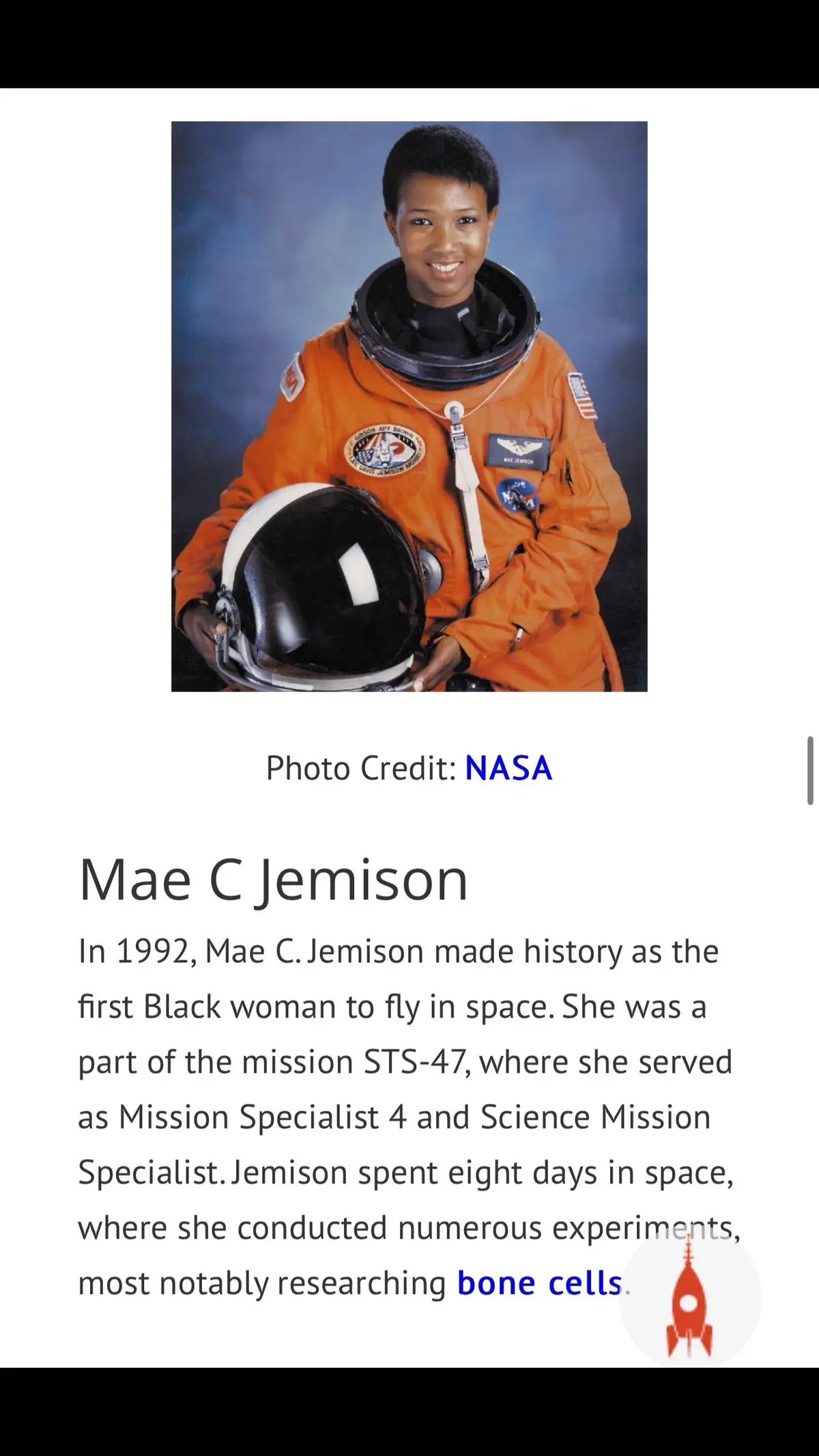 In 1992, Mae C. Jemison made history as the first Black woman to fly in space. She was a part of the mission STS-47, where she served as Mission Specialist 4 and Science Mission Specialist. Jemison spent eight days in space, where she conducted numerous experiments, most notably researching bone cells. #blackhistorymonth #blackhistorymonth2025 #BrandNewLiving #NASA #blackwomen #outerspace #bonecells #melanin #diversity #women #blackqueen #education #blackhistoryishistory #usa #blacklivesmatter #thankful #blackexcellence #roanoke