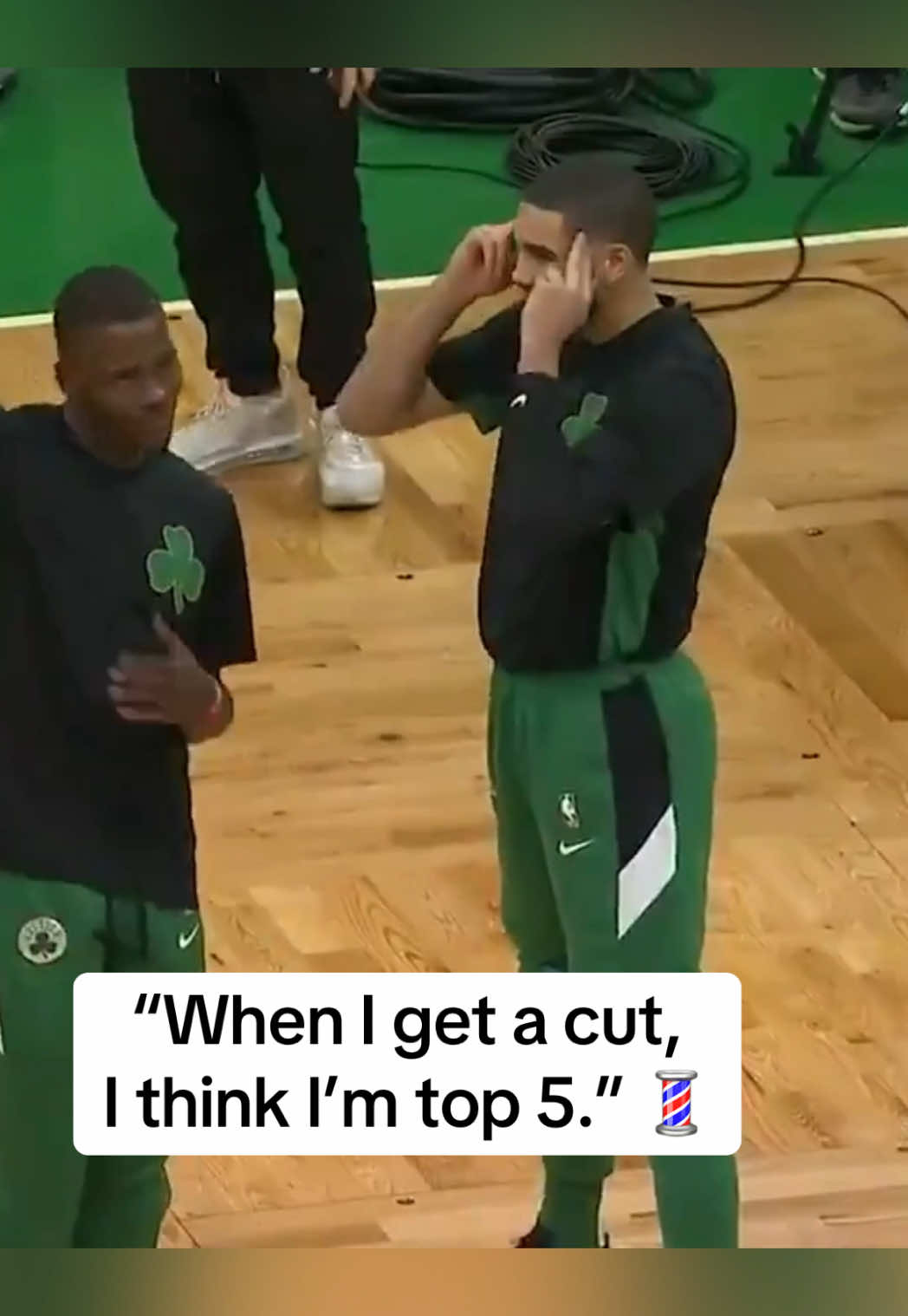 #JaysonTatum feeling confident in his hairline 😂 #NBA #celtics