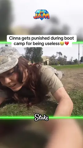 Cinna gets punished during boot camp for being useless😭💔 #Valkyrae #cinna #rae #valkyraeclips #cinnaclips #fyp #viral #foryou #foryoupage #pokimane #bootcamp #army #training #pt #squat #squats #navy #military #workout cinna and valkyrae bootcamp , tiktok this is a skit, nobody was hurt 