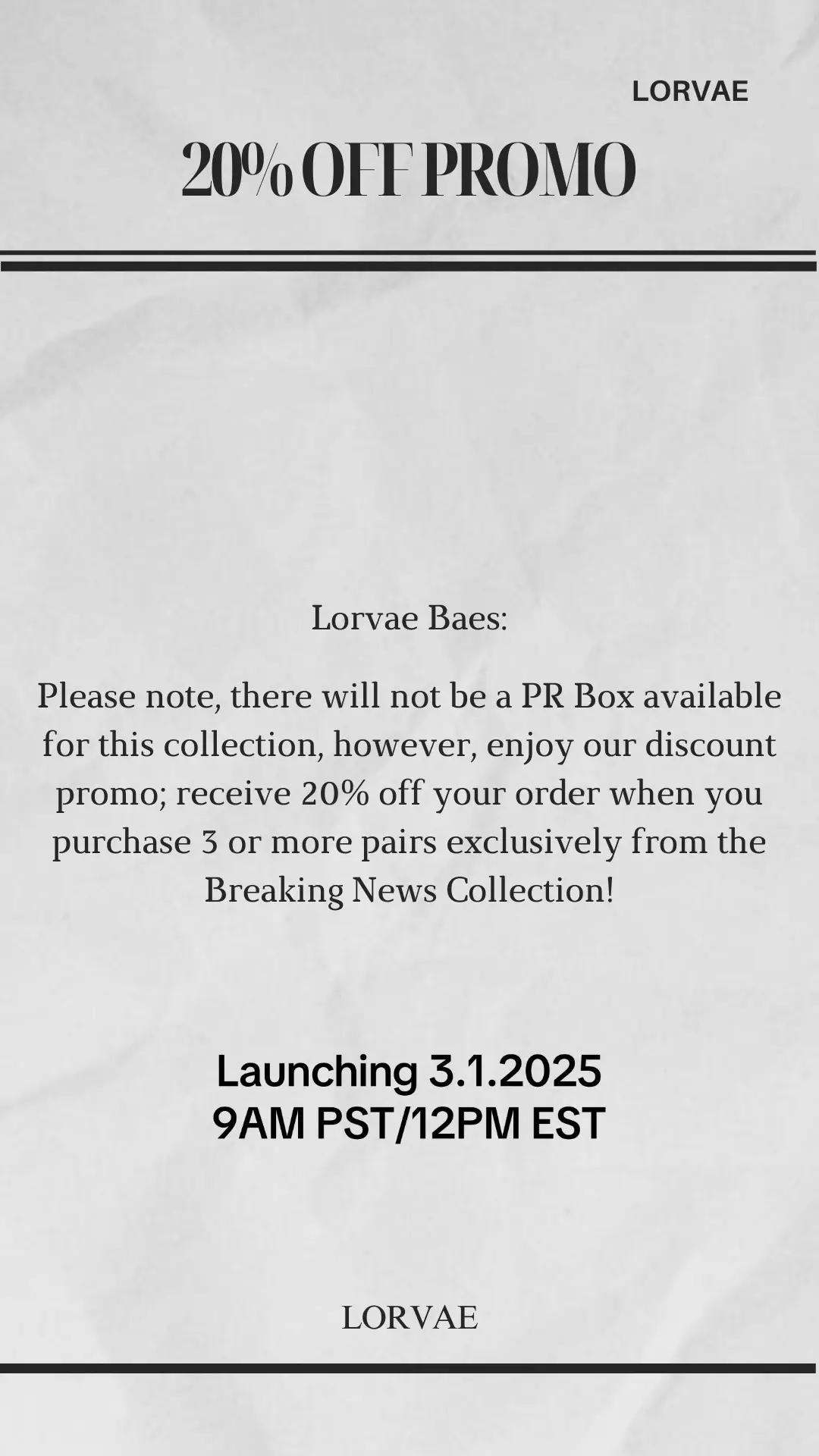 20% off your order when you purchase 3 or more styles from the Breaking News Collection, launching 3.1.2025 🕶️🎤📰 #lorvae #Lorvae #dearra 