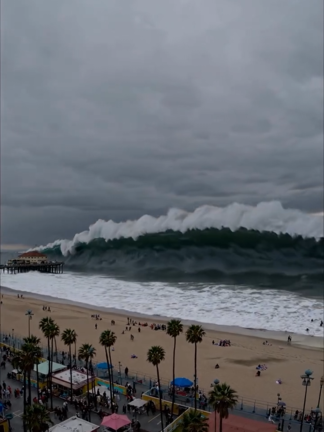 This is an incredible video! It shows a massive wave, like a tsunami, generated by AI… Wow, AI is revealing the creator of a tsunami! #اكسبلور #explore #sea  #trendingvideo #videoviral #viralvideos #ai 