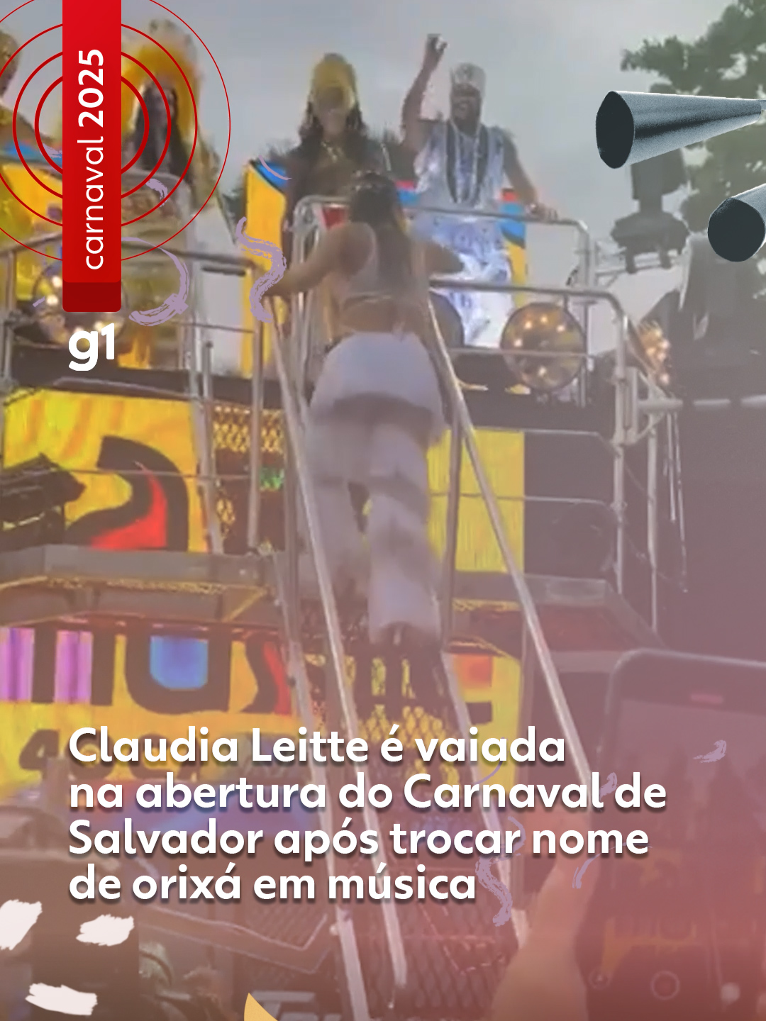 Polêmica - A cantora Claudia Leitte foi vaiada por parte dos foliões que acompanhavam a abertura do carnaval de Salvador, nesta quinta-feira (27), no circuito Osmar. A artista foi alvo de denúncias de racismo religioso por ter trocado o nome de um orixá em uma música. Claudia participou do 