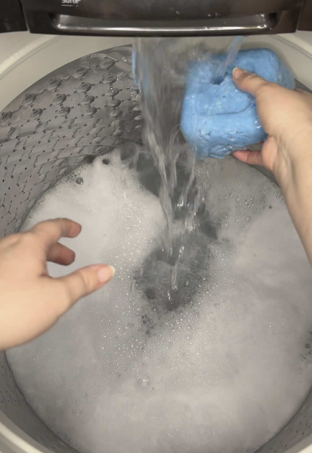 Hey so remember my 1000 follower celebration paste? Yeah she hardened like a rock 😆 this was so fun to tear apart, watch for the moment I find a little hole in it with a pod that isn’t fully popped and 😍 this got soooo sudsy!! #laundry #laundrytok #laundryasmr #laundrypaste #laundrypowder #laundrypods #asmr #suds #sudsy