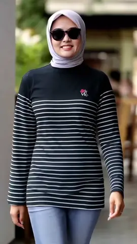 KAOS STRIPE SALUR LENGAN PANJANG WANITA #kaoswanita #kaosstripe #kaoslenganpanjang 