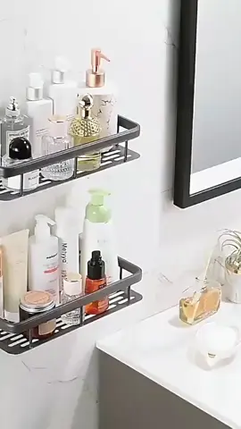 🌟Bathroom Must-Have! Adjustable Floating Shelves - No Drill, Anti-Slip Design! Trendy Matte Black!🖤#Bathroom #bathroommakeover #bathroomdecor #Shelves #Storagerack #householditems #bathroomrack #homehacks 