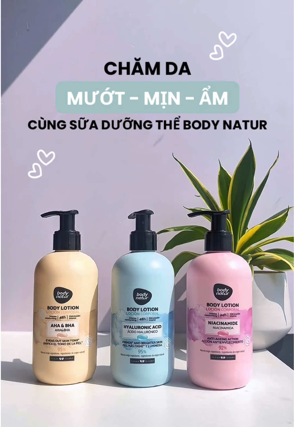 Chăm da mướt - mịn - ẩm với sữa dưỡng thể thuần chay Body Natur thôi nào 😍 ------------------ BODY NATUR - THƯƠNG HIỆU CHĂM SÓC CÁ NHÂN 360° ĐẾN TỪ CHÂU ÂU #TheBestYou #TayLongThuanChay #MyPhamThuanChay #TuTinToaSang #BodyNaturVietnam #bodylotion #duongthe 
