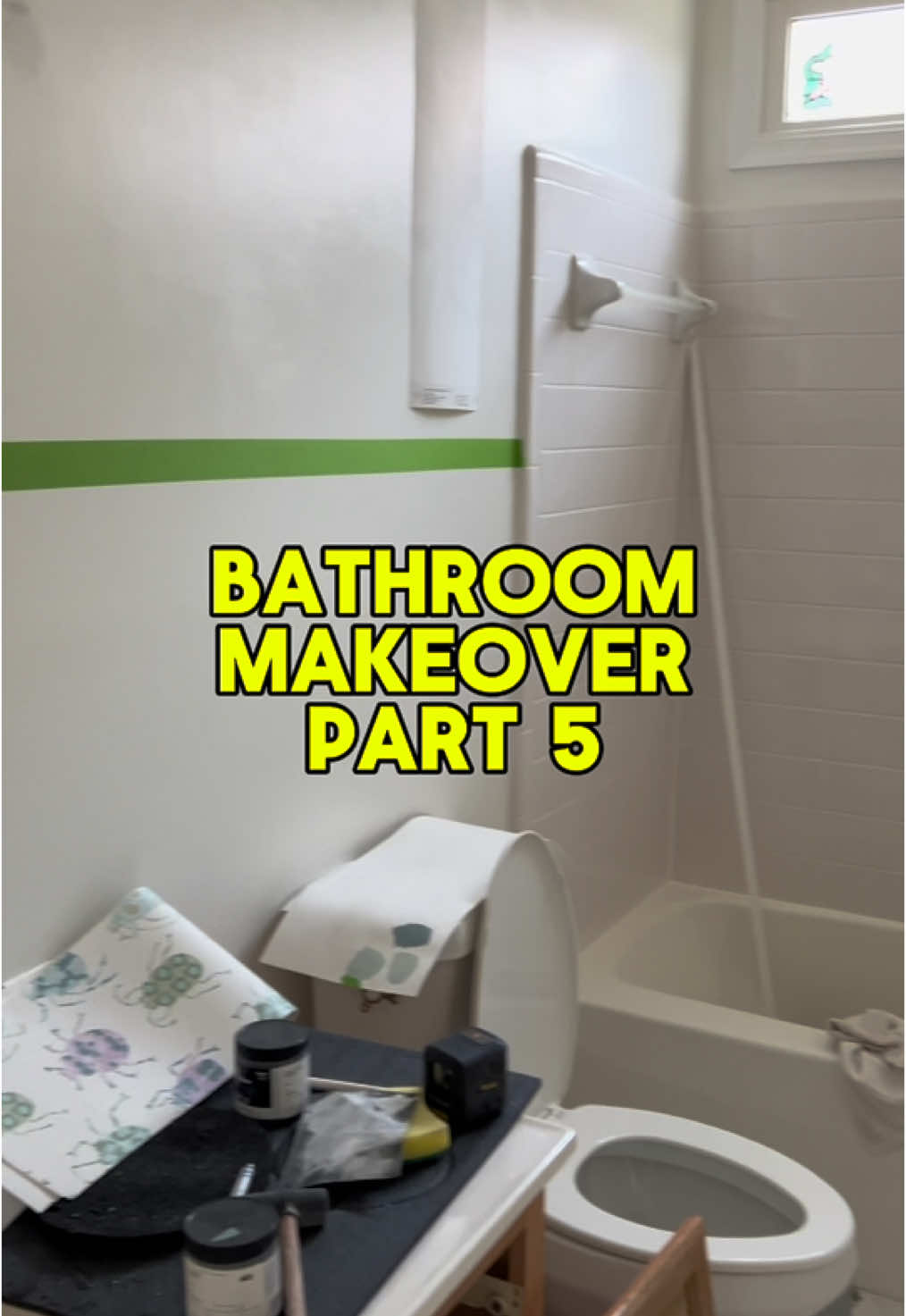 Bathroom Makeover PART 5 ✨ Um, was that a good or bad omen? 😅 @Regan #bathroommakeover #bathroomremodel #bathroomdecor #boardandbatten #homerenovation #homeremodel #homeimprovement #diyproject #diyprojects #diyprojectsideas 