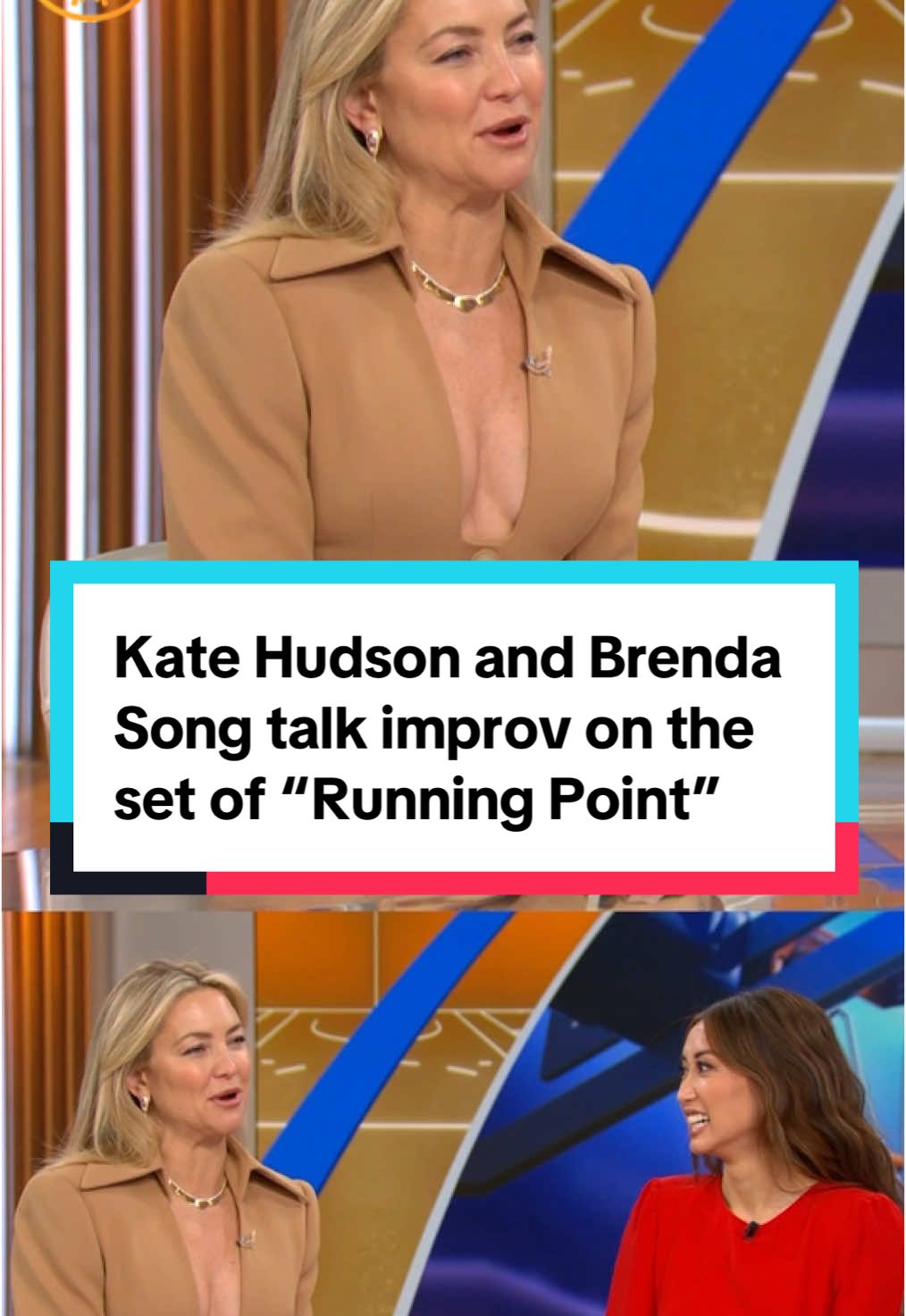 In addition to “great jokes” from the writing team on Mindy Kaling’s new series, “Running Point,” stars Kate Hudson and Brenda Song say the cast also had the freedom to do improv: “They did let us off the leash.” #katehudson #brendasong #netflix #mindykaling #NBA 