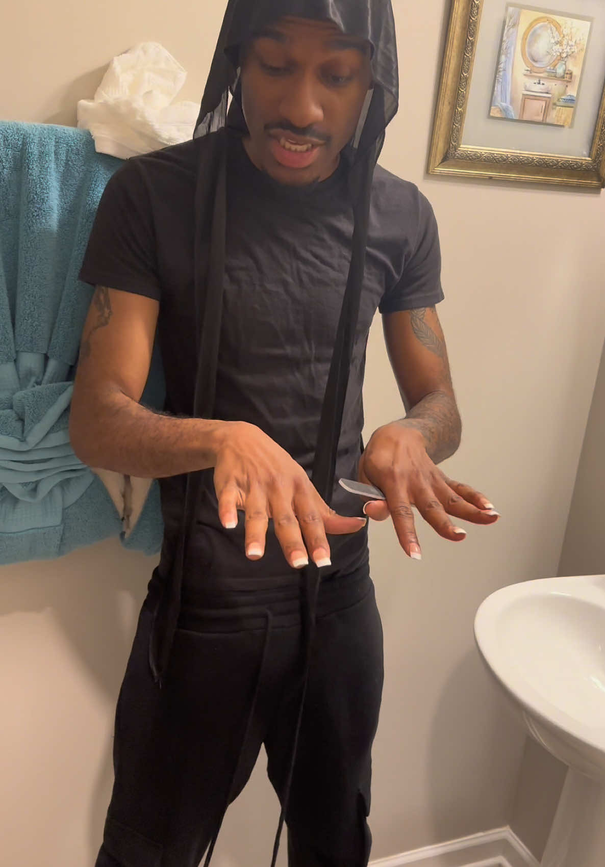 😂Why is feminine men (painted nails) becoming normal 🤨😂😂😂Do yall think this is ok ??? #foryou #lilnard  #frenchtip #comedy#relatable #fypシ 