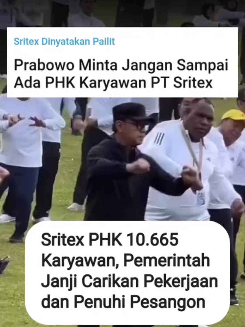 PT Sritex textile resmi ditutup permainan pada tanggal 1 Maret 2025. Sebanyak 10,665 karyawan telah di PHK Penutupan ini dikarenakan gagalnya membayar hutang, gugatan hukum, dan ditetapkan pailit oleh Pengadilan Niaga Semarang pada 21 Oktober 2024.  Tetap semangat untuk karyawan & owner 🇮🇩