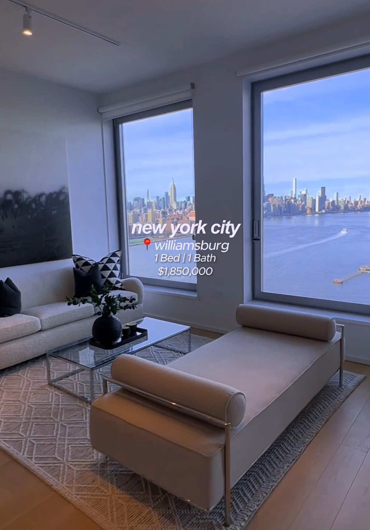 This 1-bed, 1-bath stunner has an Italian designed kitchen, spa-like bath, and high-end finishes throughout. Listed at $1,850,000! #nyc #williamsburg #apartmenttour #apartmenthunting #luxuryhomes #condo #1bedroomapartment 