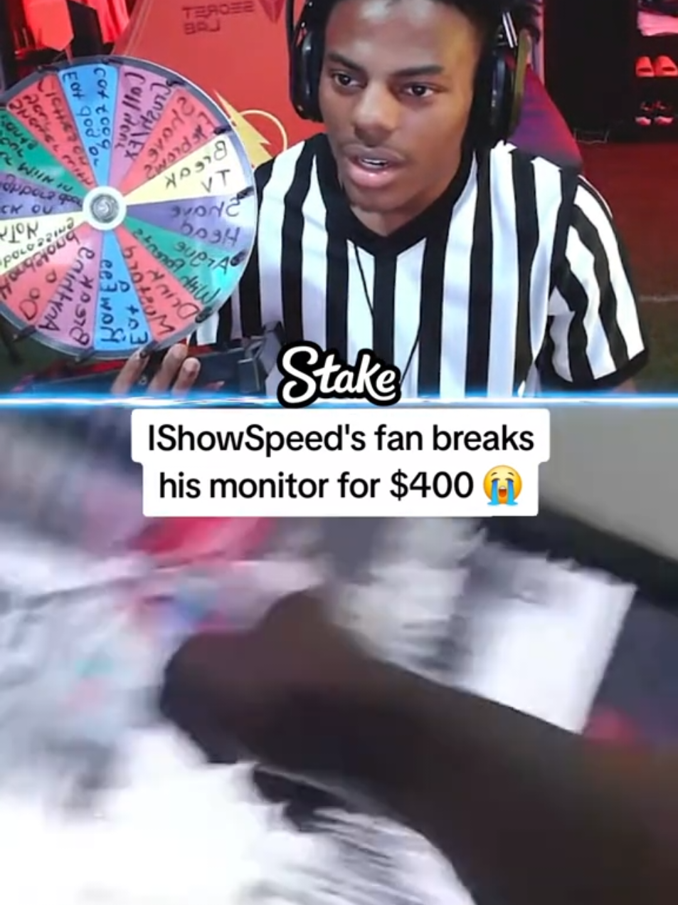 IShowSpeed's fan breaks his monitor for $400 😭 #ishowspeed #fyp 