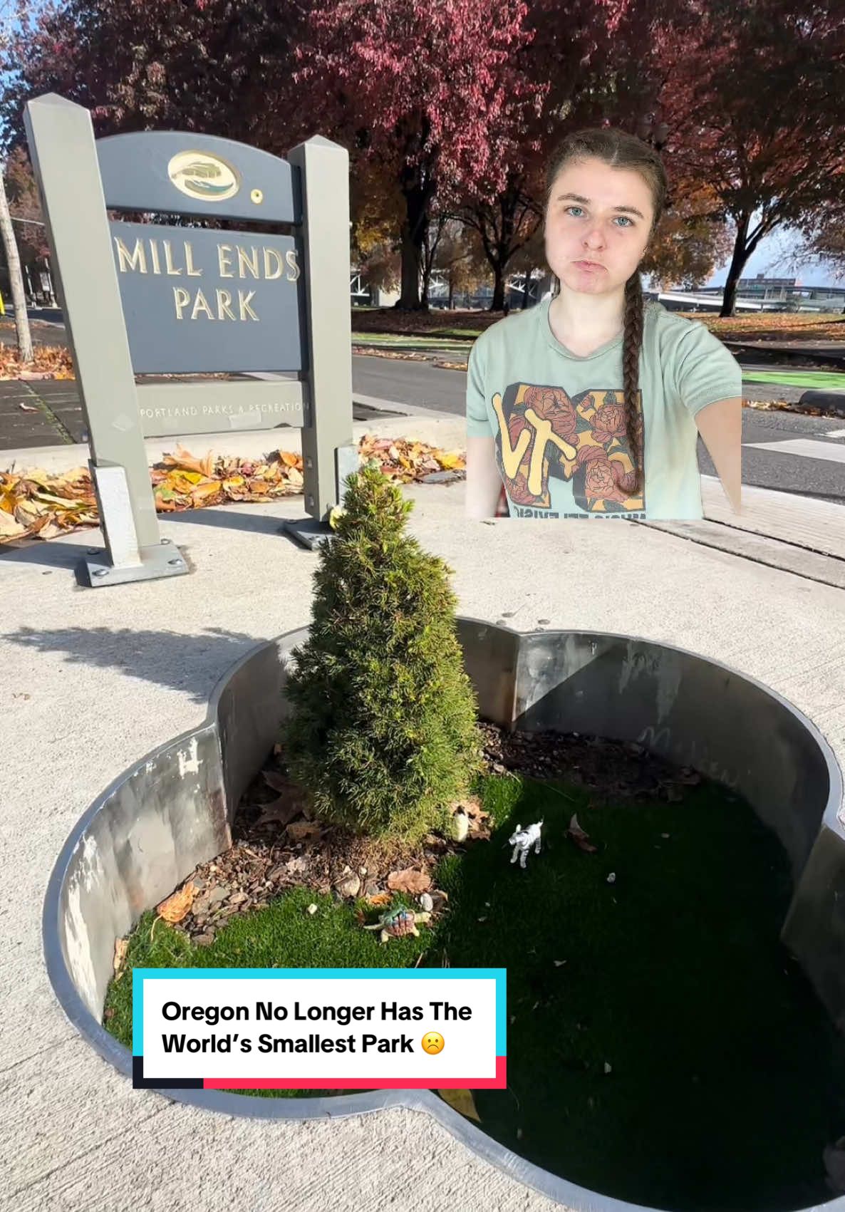 Oregon no longer has the world’s smallest park ☹️ Mill Ends Park was the smallest park in the world for nearly 50 years at only 0.292 square inches. But Japan just beat us out of the top spot in December. Their park was constructed in 1988 but officially became a city park on December 25, 2024 making it the new world’s smallest by being only 0.24 square meters. It is super cute though with the wood & rock stool! #greenscreen  #guinessworldrecords #worldssmallest #portlandoregon 