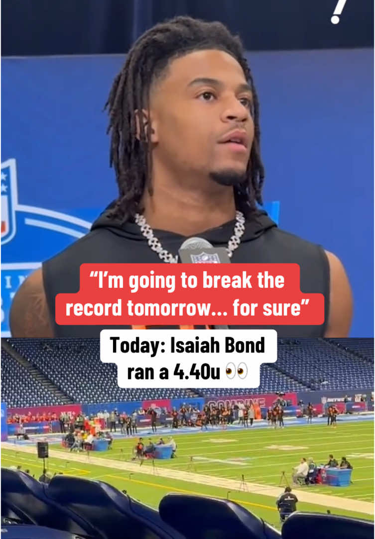 Isaiah Bond was confident he could beat Xavier Worthy’s record 4.21 40-time 😬 (via @Yahoo Sports, greg0silver/X) #nfl #football #nflcombine #xavierworthy #isaiahbond 