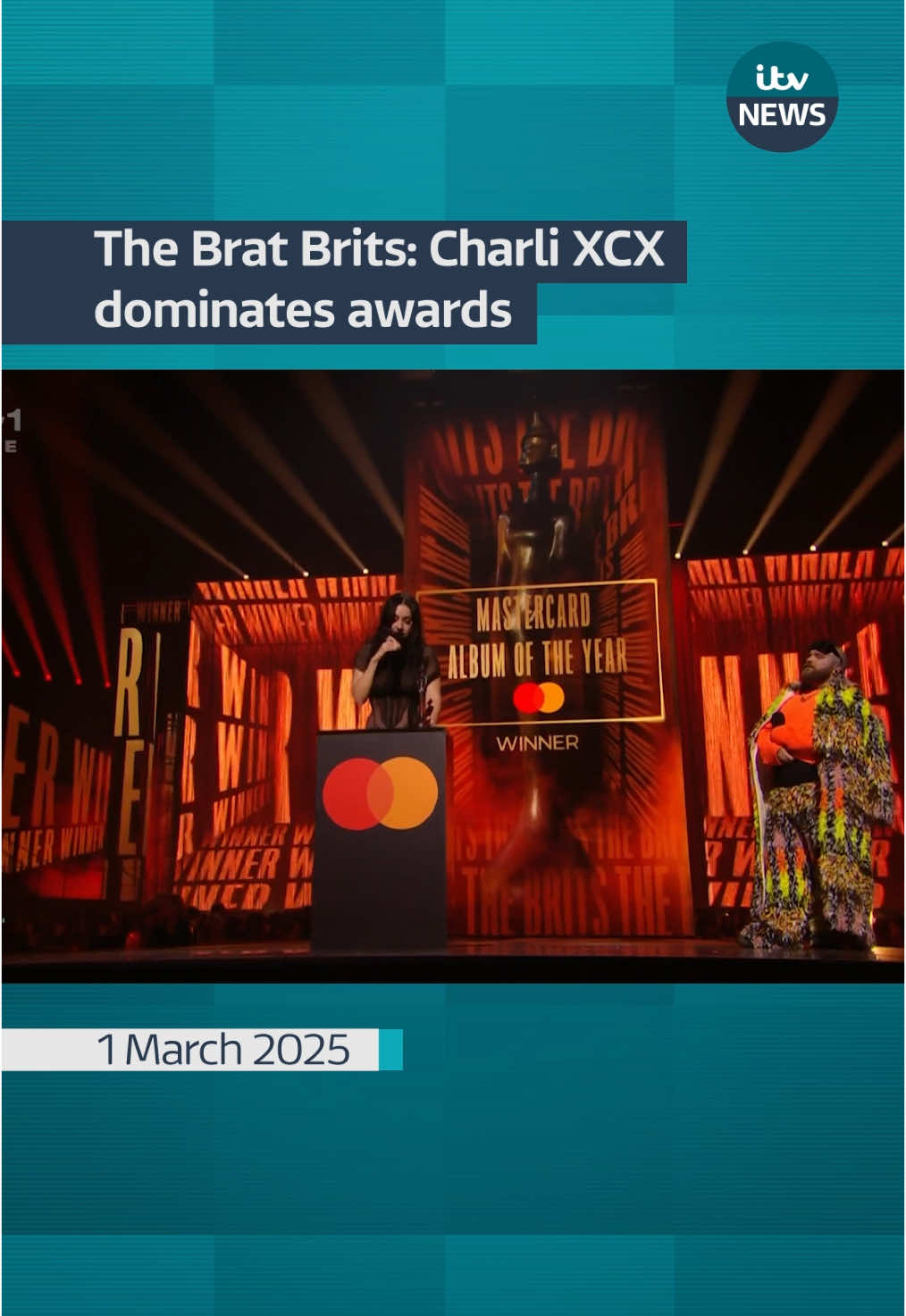 Charlie XCX dominates the Brit awards  #itv #itvnews #brat #brits #charliexcx 