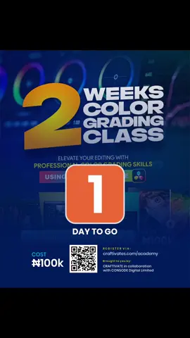 Counting down to 3rd of March  You can still join the class. #craftivateacademy #colorgrading #davinciresolve #masterclass #filmmaking #davinciresolvemasterclass 