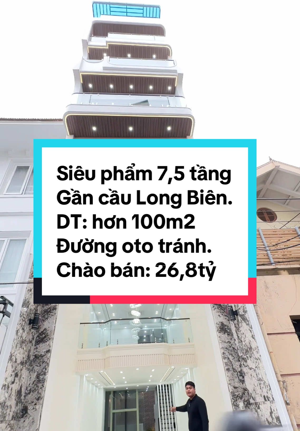 Siêu phẩm 7,5 tầng thang máy gần cầu Long Biên. Diện tích: hơn 100m2 full nội thất cao cấp. Nhà 2 mặt thoáng trước sau, có hơn 15m2 đất lưu không làm sân vườn. Thích hợp anh chị ở kết hợp cho thuê làm văn phòng, kinh doanh tầng 1,2,3. Nhà hướng Tây Bắc, thuộc Tây Tứ Trạch Giá chào bán: 26,8tỷ có thương lượng.  #longsannha #fyp #xuhuong #reviewnha #nhadatlongbien #nhadeplongbien #batdongsan #dreamhome #nhamatpho #nhadep 