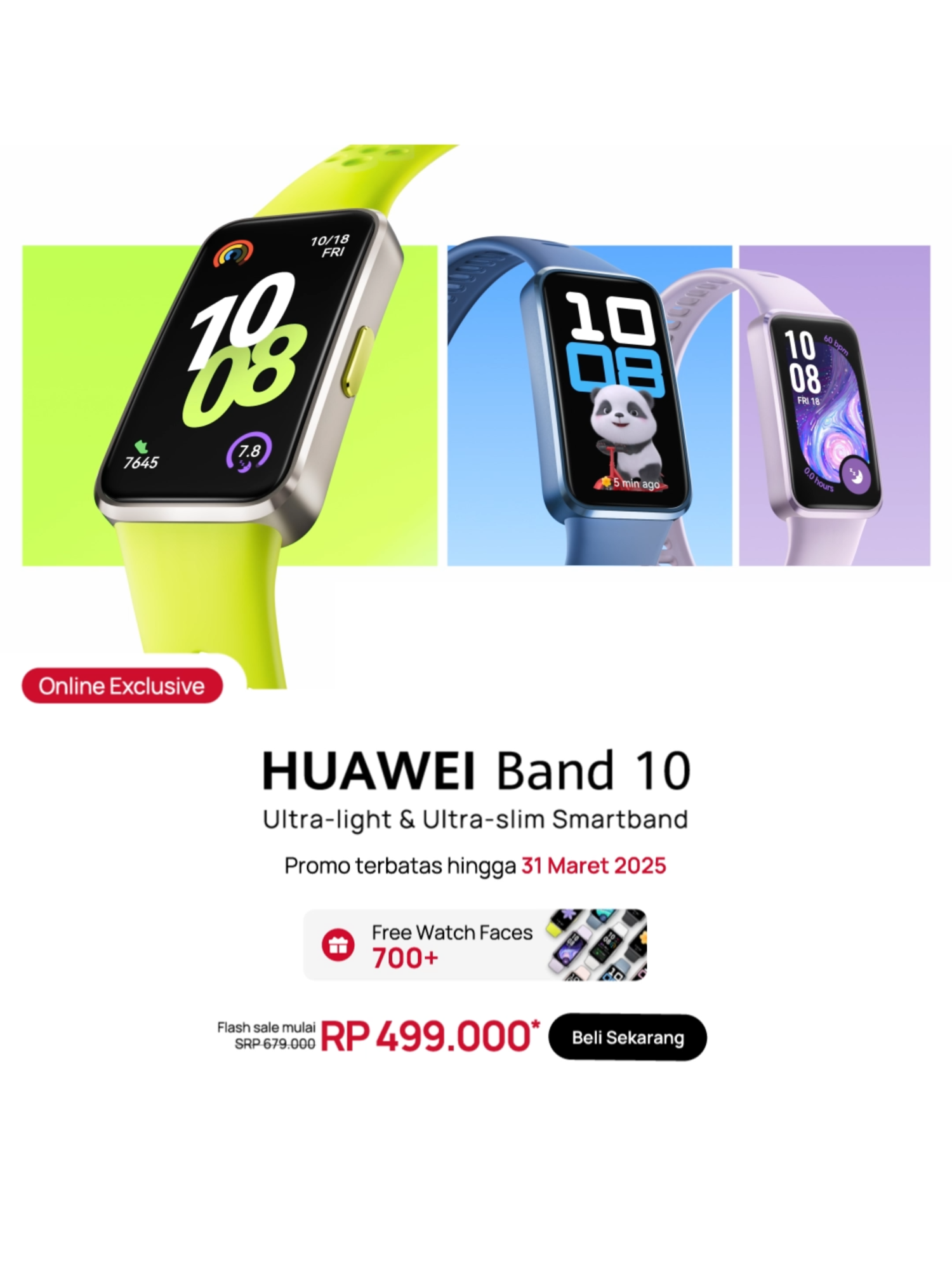 🔥NEW HUAWEI Band 10 cuma 499RB Sahaja! 😍 Dibuat dengan material polimer & aluminium yang ringan dan stylish! 💯 Beli sekarang sebelum kehabisan! #SmartLife #HUAWEI #Ramadanekstraseru #ReviewTech #TechLovers #TeknologiTerbaru #HuaweiBand10 #baru #new #Band10 #smartband #wearable