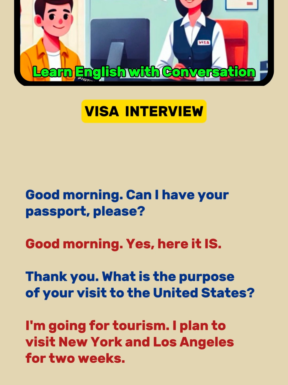 United States Visa Interview. #english #interview #learnenglish #conversation #visa #speakenglish #improveyourenglish #practiceenglish 