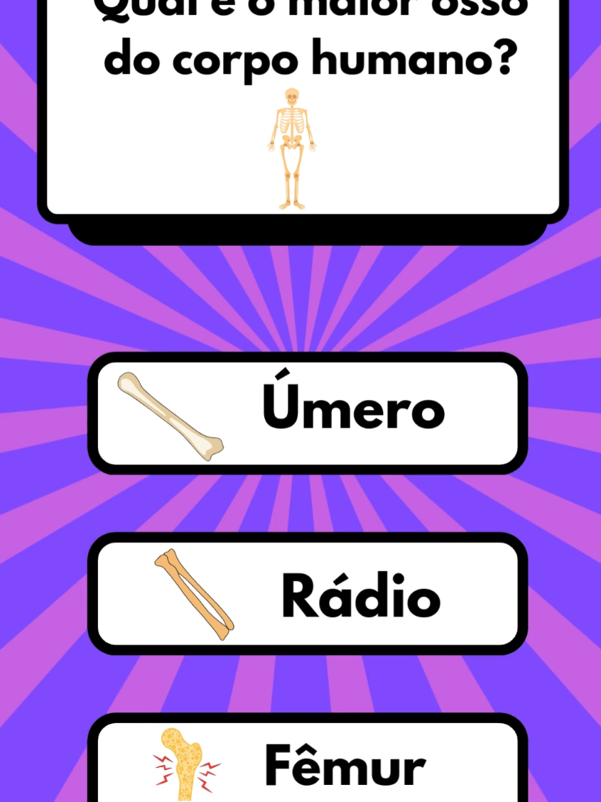 Quiz Qual é o maior osso do corpo humano.? #testeoseuqi #conhecimento #perguntaserespostastiktok #perguntaserespostastiktok #osso 