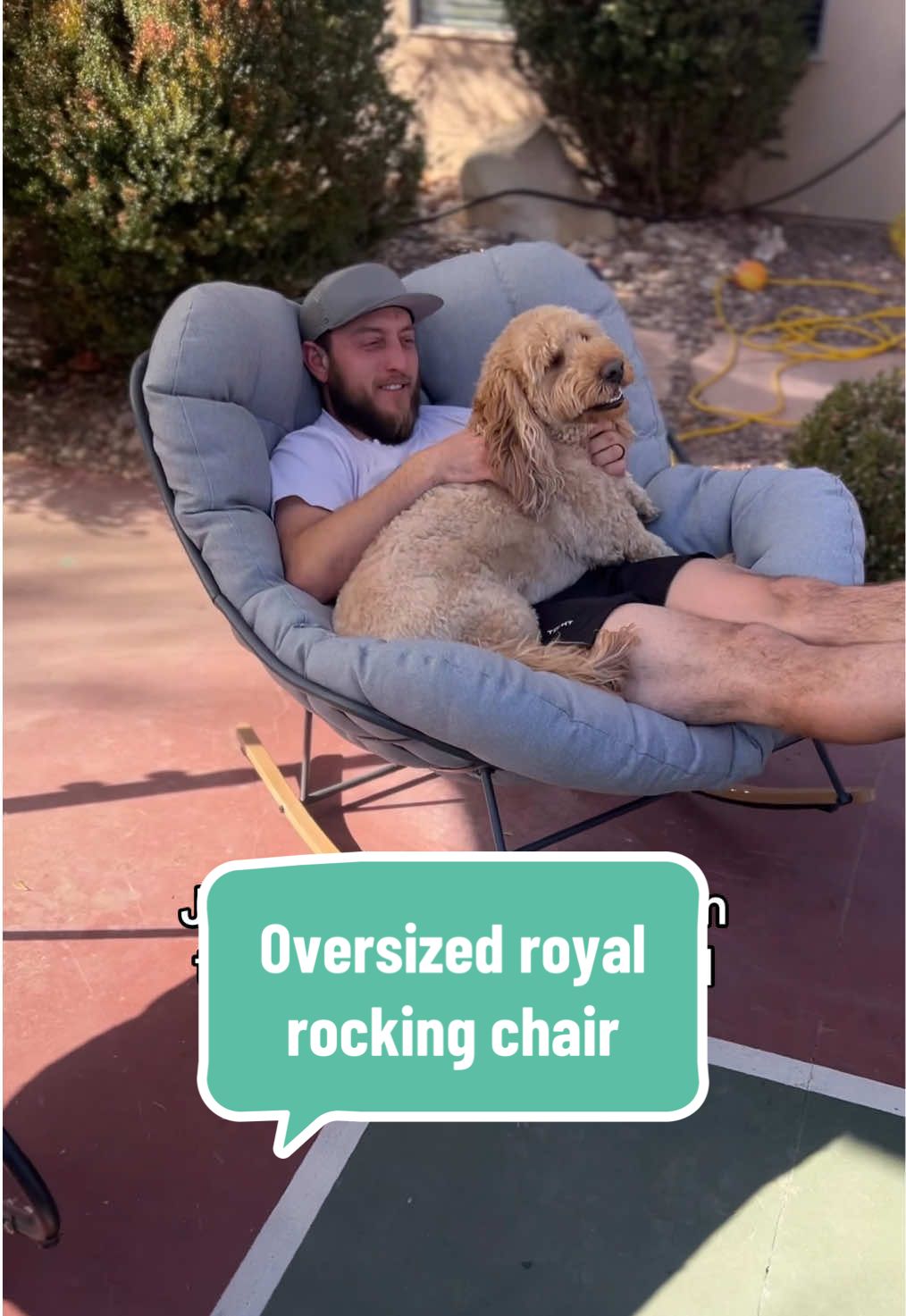 Perfect time to grab this oversized royal rocking chair before it sells out again this year!  #rockingchair #indooroutdoorchair #patiofurniture #royalrockingchair #chair #oversized chair 