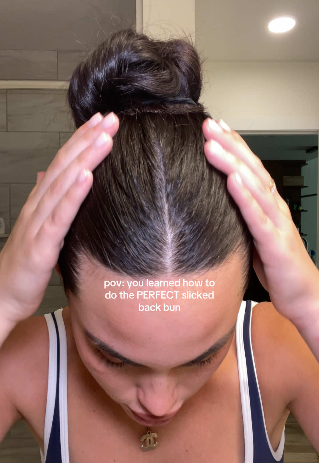 my go to right now!! the double knott is a game changer!! #hairstyle #slickback #slickbackbun #knottedbun #easyhair #easyhairstyles #hairtok 