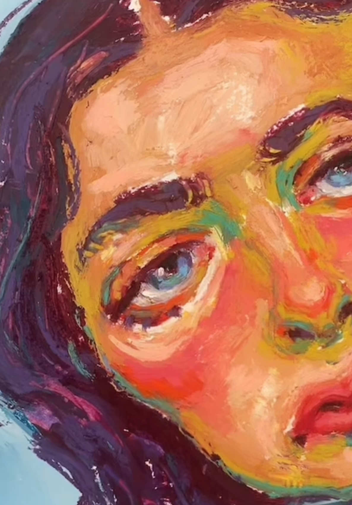 Oil pastel piece from 2022 that I love 🩵  #painting #drawing #pastels #oilpastel #oilpastels #oilpastelart #art 