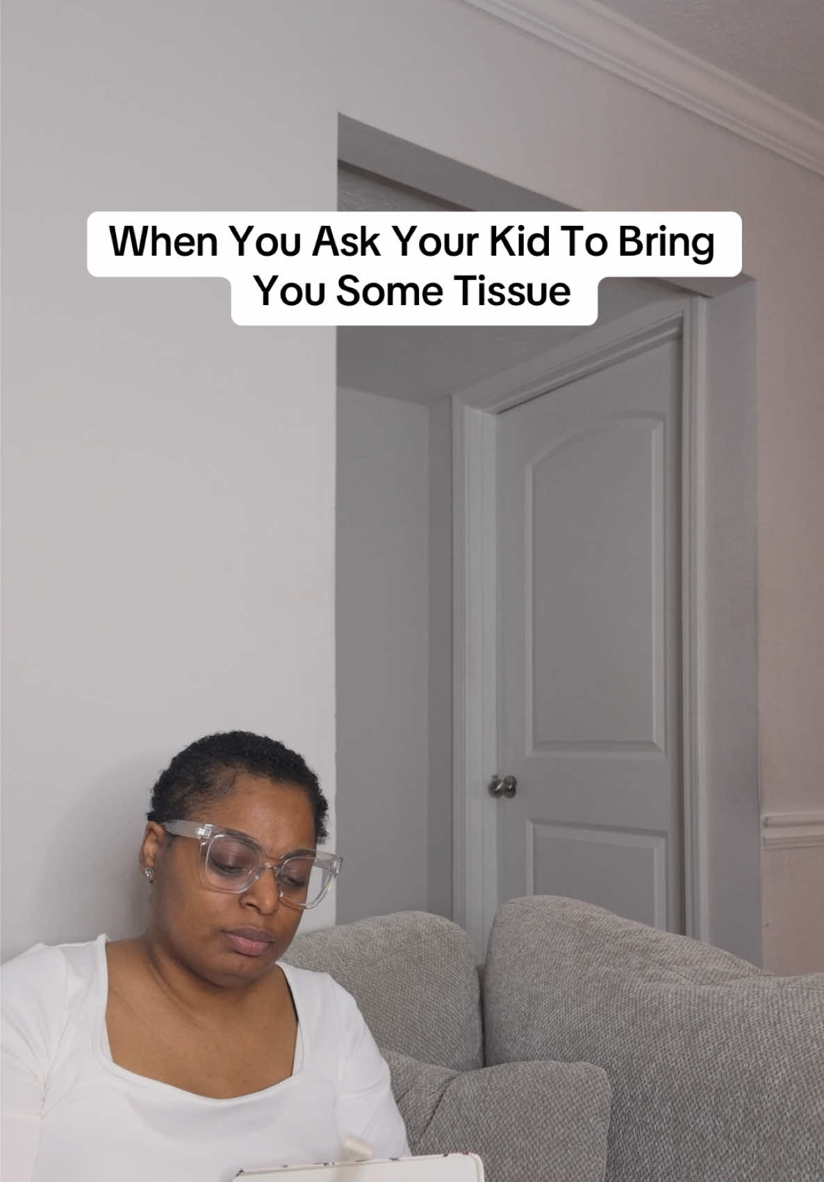 Why when you ask your kids to bring you some tissue they bring you the smallest piece? #momhumor #momlife #momsbelike #kidsbelike 