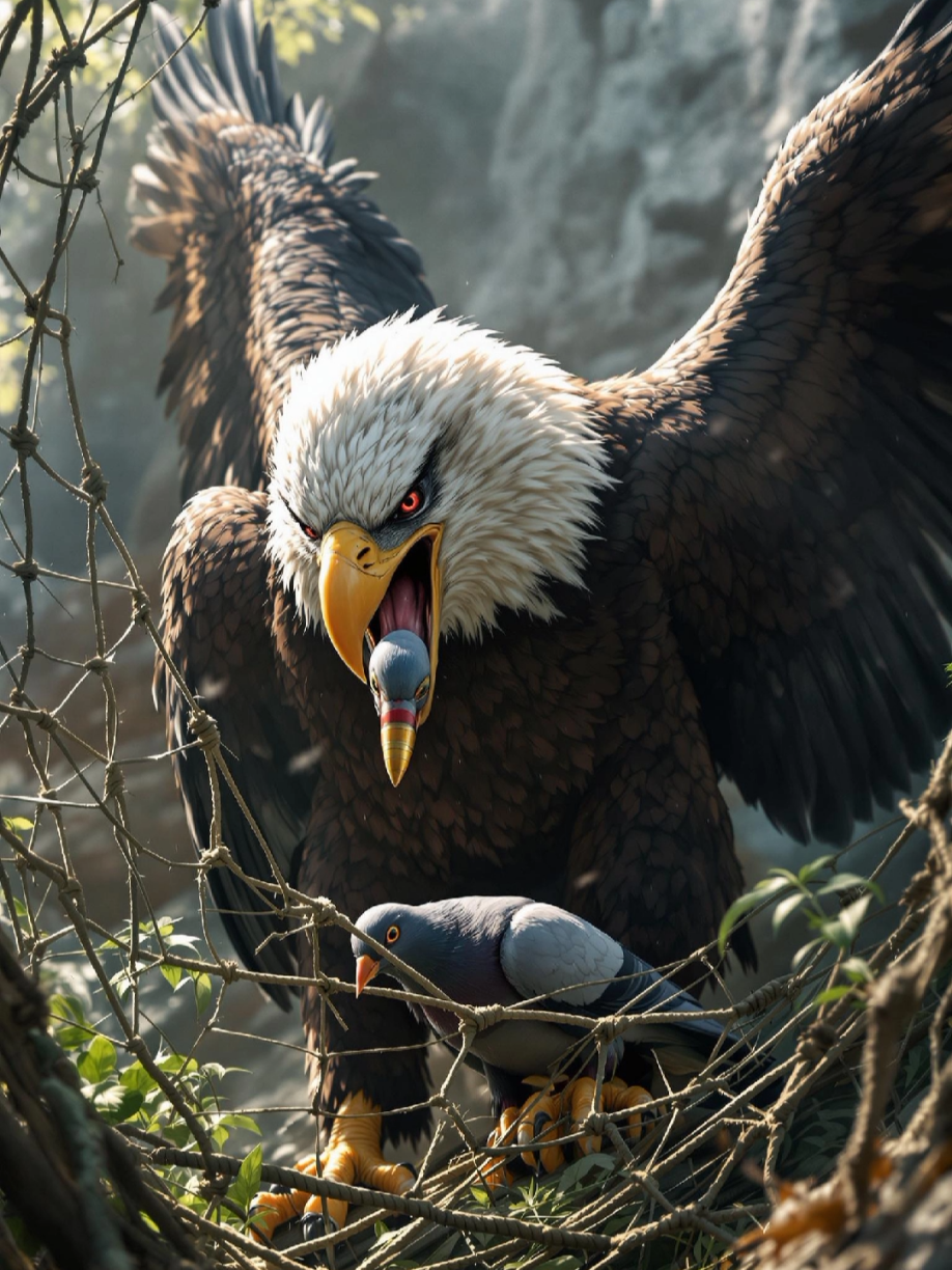 Eagle And pigeon Friendship  how🤔🕊🦅😱#ai #animals #shorts 